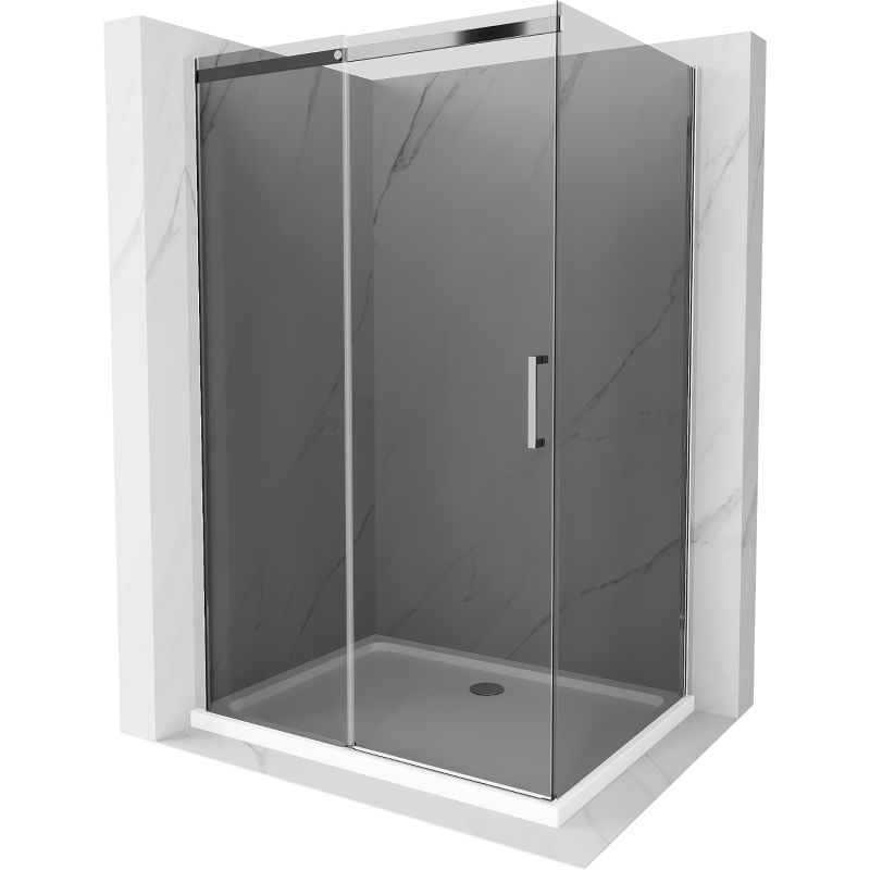 Kabina prysznicowa Mexen Omega rozsuwana 110 x 90 cm grafit chrom + brodzik Flat bialy