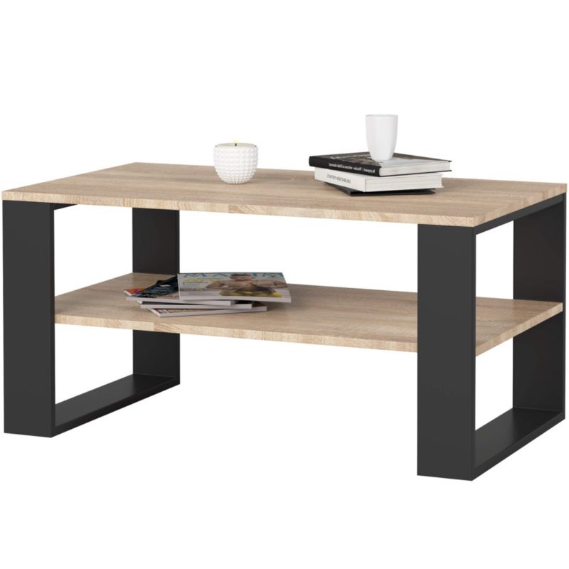 Stolik kawowy Akord Alex Dąb Sonoma 92 cm nogi kolor Czarny 92x53x45 cm 1 szt.