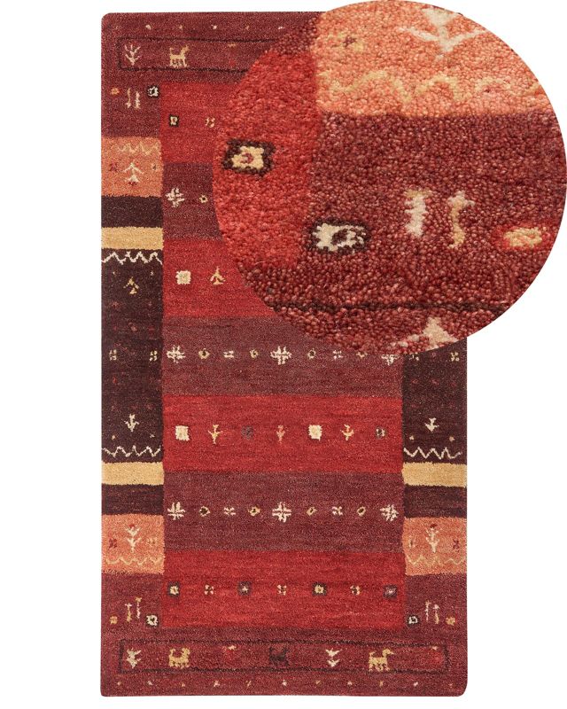 Dywan wełniany gabbeh 80 x 150 cm czerwony Sinanli 1 szt.