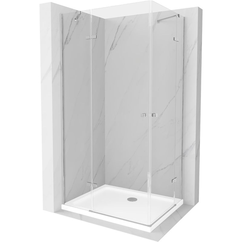 Kabina prysznicowa Mexen Roma Duo uchylna 100 x 90 cm transparent chrom + brodzik Flat
