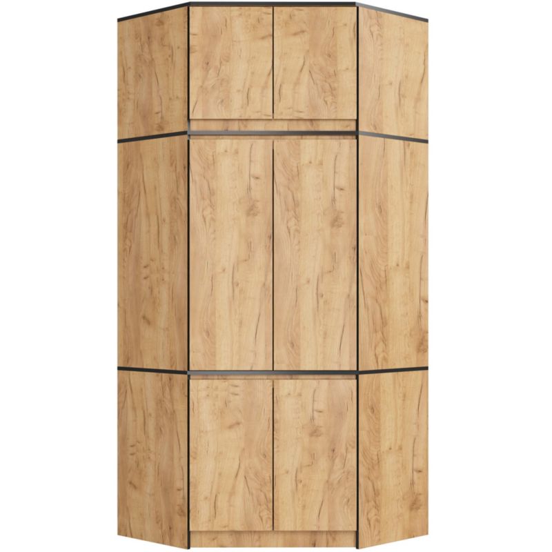 Szafa narożna z nadstawką Akord S100 Dąb Craft 100 cm 6 drzwi kolor Dąb Craft mat 9 półek 100x50x235 cm 1 szt.