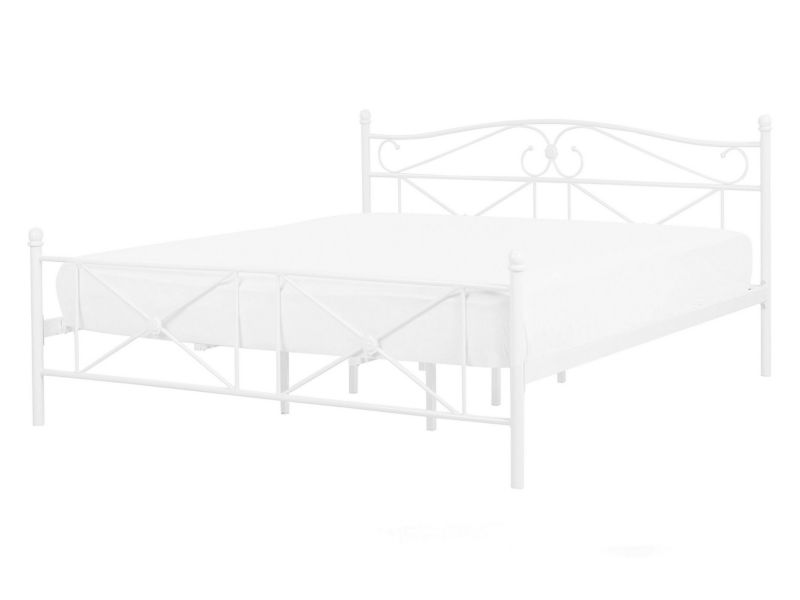 Łóżko metalowe 140 x 200 cm białe Rodez 1 szt.