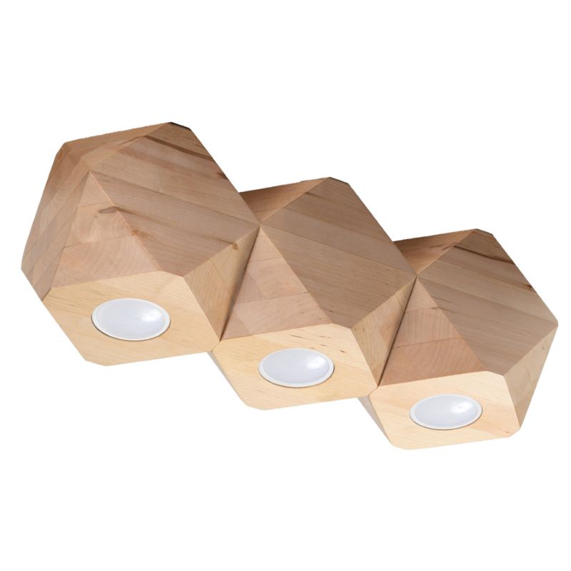 Plafon Sollux Lighting WOODY 3 naturalne drewno 1 szt.
