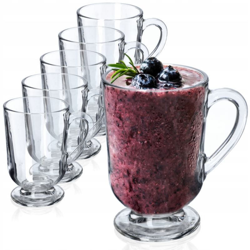 Szklanki KADAX Do Kawy Latte Herbaty 300ml Szklanka Komplet Z Uchem 6 szt.