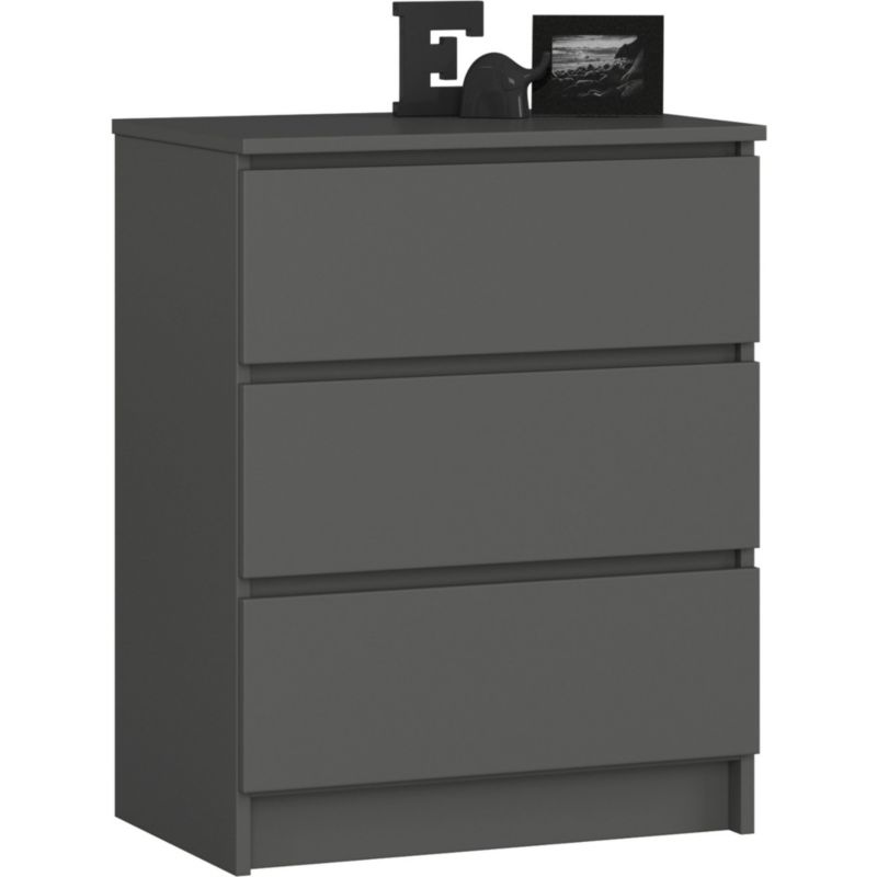 Komoda Akord K60 Grafit Szary 60 cm 3 szuflady kolor Grafit Szary mat 60x40x77 cm 1 szt.