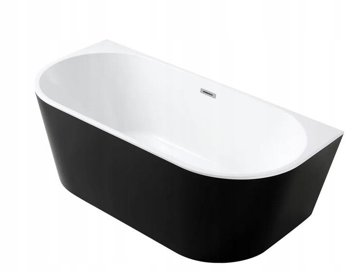 Wanna wolnostojaca Corciano Pari Black 170x80cm ze srebrnymi dodatkami 1szt.