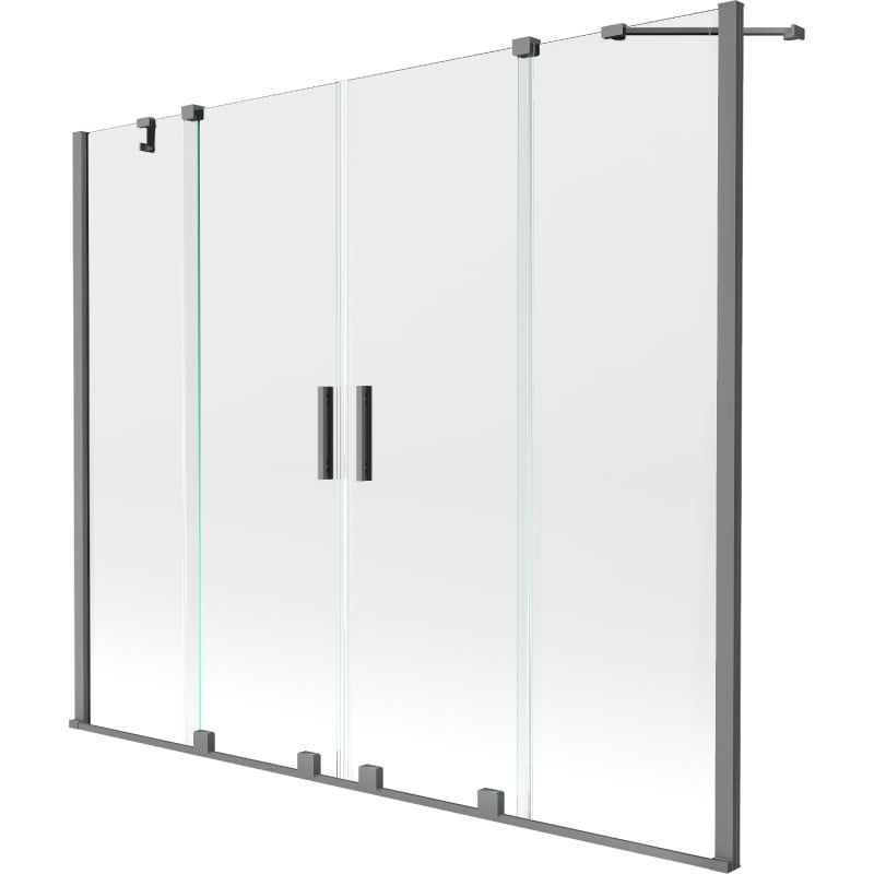 Parawan nawannowy dwuskrzydłowy Mexen Velar gun metal 180x150 cm 1 szt.