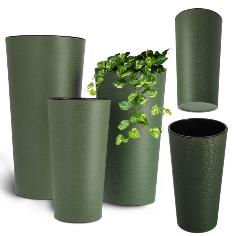 Doniczka KADAX Zestaw 3x Donica Wkład Kwietnik Wysoka Ogrodowa Zielona 57cm 3 szt.