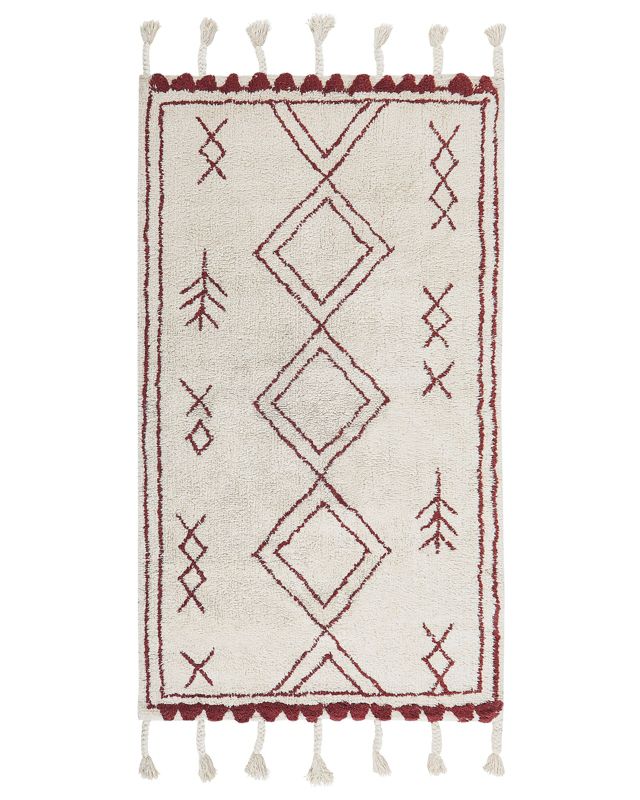 Dywan bawełniany 80 x 150 cm biało-czerwony Kenitra 1 szt.