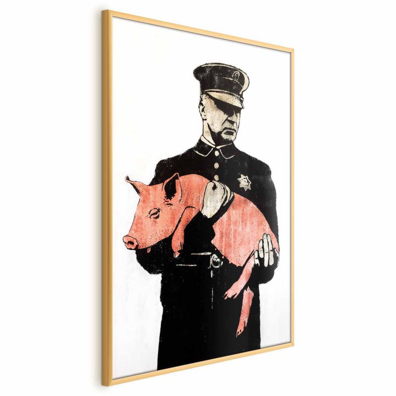 Plakat Artgeist Policyjna świnia 60x90 cm z ramą złotą 1 szt