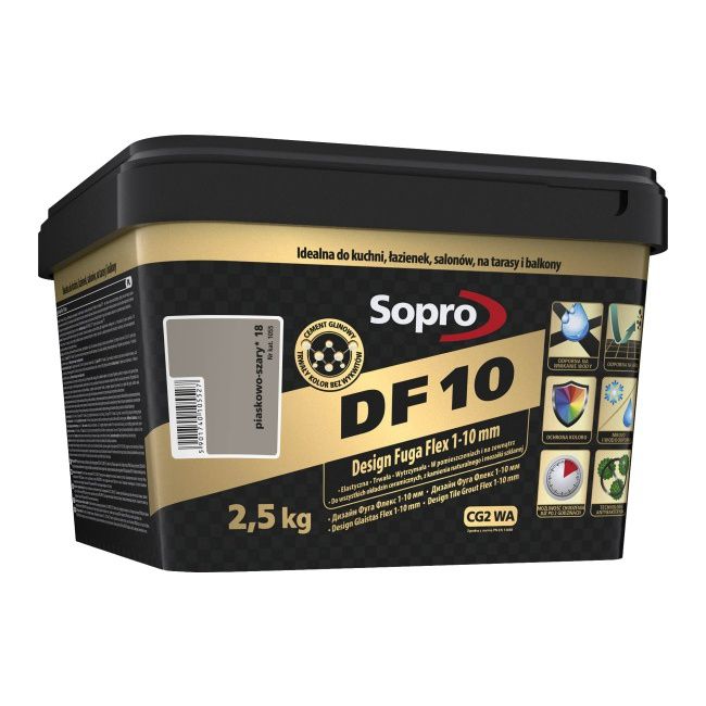 Fuga szeroka Sopro Flex DF10 Design 18 piasek szary 2,5 kg