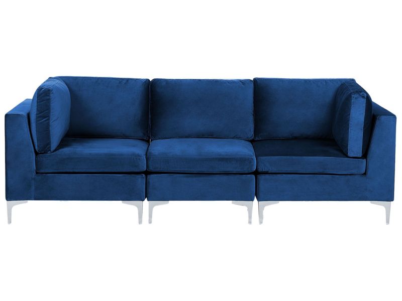 Sofa trzyosobowa Evja Granatowy Welur Symetryczny 1 szt.