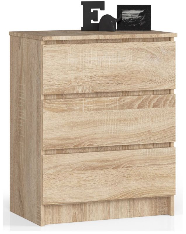 Komoda Akord K60 Dąb Sonoma 60 cm 3 szuflady kolor Dąb Sonoma mat 60x40x77 cm 1 szt.