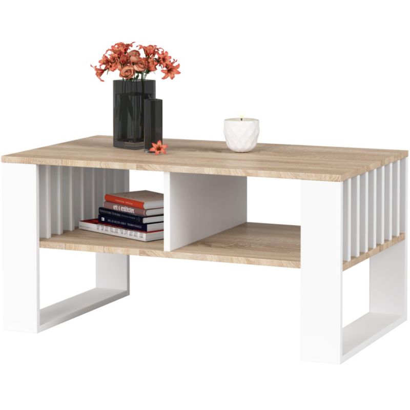 Stolik kawowy Akord Rockford Dąb Sonoma 92 cm nogi kolor Biały 92x53x45 cm 1 szt.
