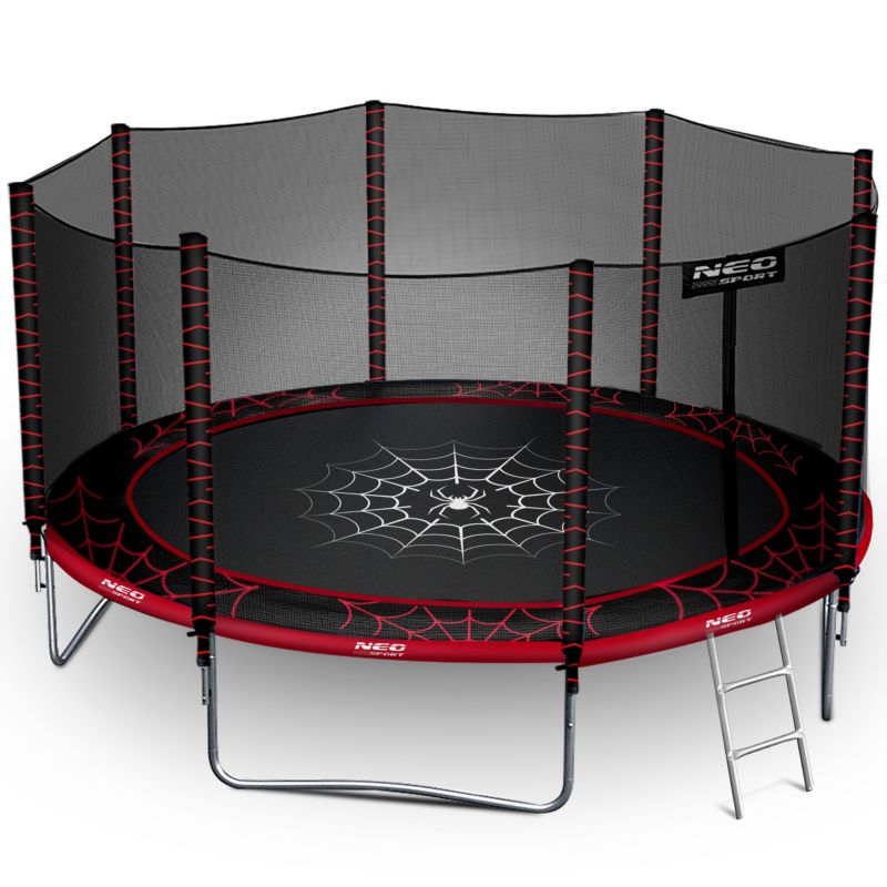 Trampolina ogrodowa Neo-Sport PAJĄK 374cm 12ft + drabinka + siatka zewnetrzna 1szt.