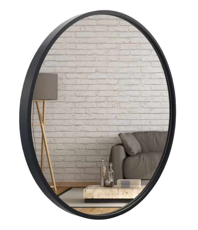 Lustro okrągłe BD art drewniane loftowe 80 cm czarne 1 szt.