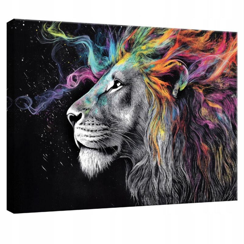 Obraz Na Płótnie WALLARENA 100x70 cm Do Sypialni Salonu Lew Abstrakcja 1 szt.