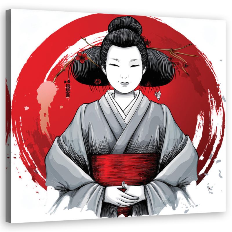 Obraz do sypialni salonu Feeby Gejsza Kimono Ukiyo-E 50x50 cm 1szt