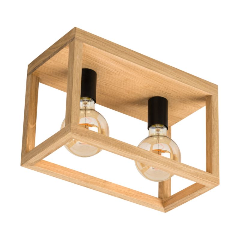 Drewniana Lampa Sufitowa SPOT Light 2xE27 Max.60W Dąb Olejowany FSC z Dodatkiem Czerni, Polski Producent, 1 szt.
