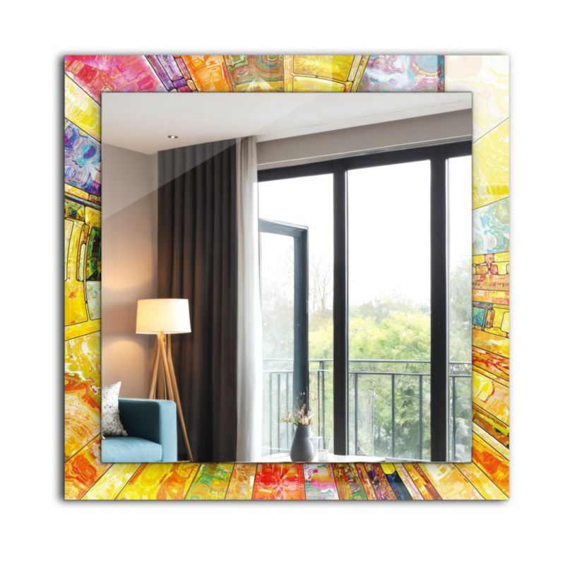 Lustro Kwadratowe Tulup Kolorowa Mozaika 60x60 cm Na Podkładzie 1 szt.