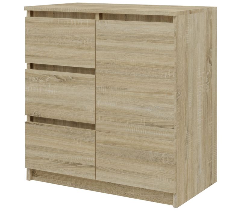 Komoda Topeshop 1D3S Szafka 1 Drzwi 3 Szuflady Dąb Sonoma 40x80x75 cm 1 szt.