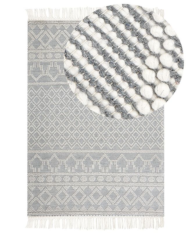 Dywan wełniany ze wzorem geometrycznym 200 x 300 cm beżowo-szary Solhan 1 szt.