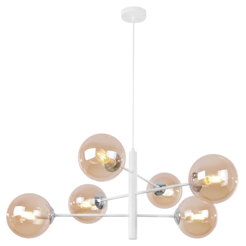 Lampa sufitowa wisząca Light Home LH Venice 6x E14 40W biały/chrom klosz miodowy 1szt.
