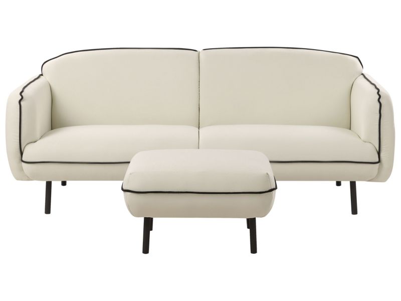 Sofa trzyosobowa z otomaną jasnobeżowa Tonsberg 1 kpl
