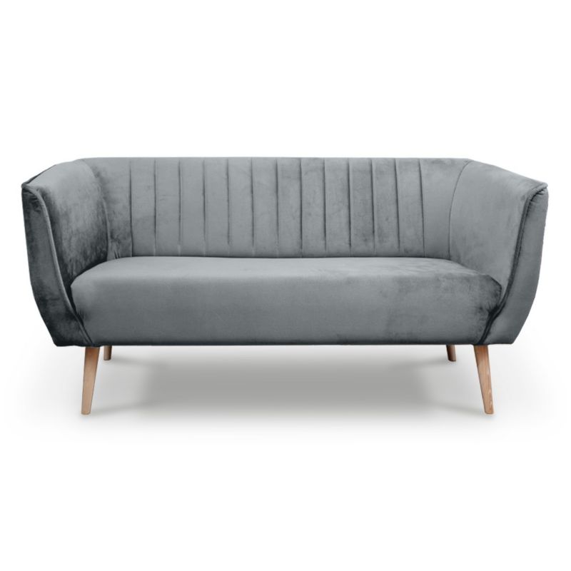 Sofa trzyosobowa z przeszyciami Bettso Pik do salonu na drewnianych nogach jasnoszary 1szt.