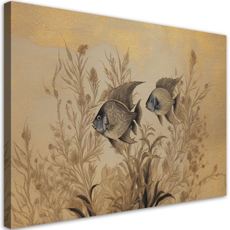 Obraz do salonu nowoczesny Feeby Ryby Welony Boho Beżowy 120x80cm 1szt