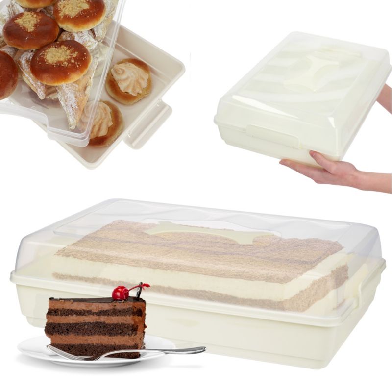 Pojemnik Na Ciasto KADAX Plastikowy Wypieki Tort Pudełko Prostokątny Duży 1szt.