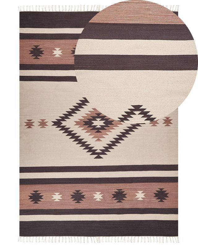 Dywan bawełniany kilim 200 x 300 cm beżowo-brązowy Aragats 1 szt.