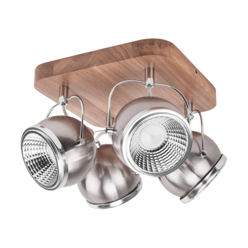 Drewniana Lampa Sufitowa SPOT Light 4xGU10 LED 6W Dąb Olejowany FSC z Dodatkiem Satyny Polski Producent 1 szt.