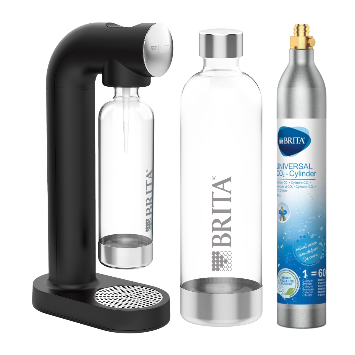 Saturator Brita SodaOne kolor czarny. Syfon do produkcji wody gazowanej.