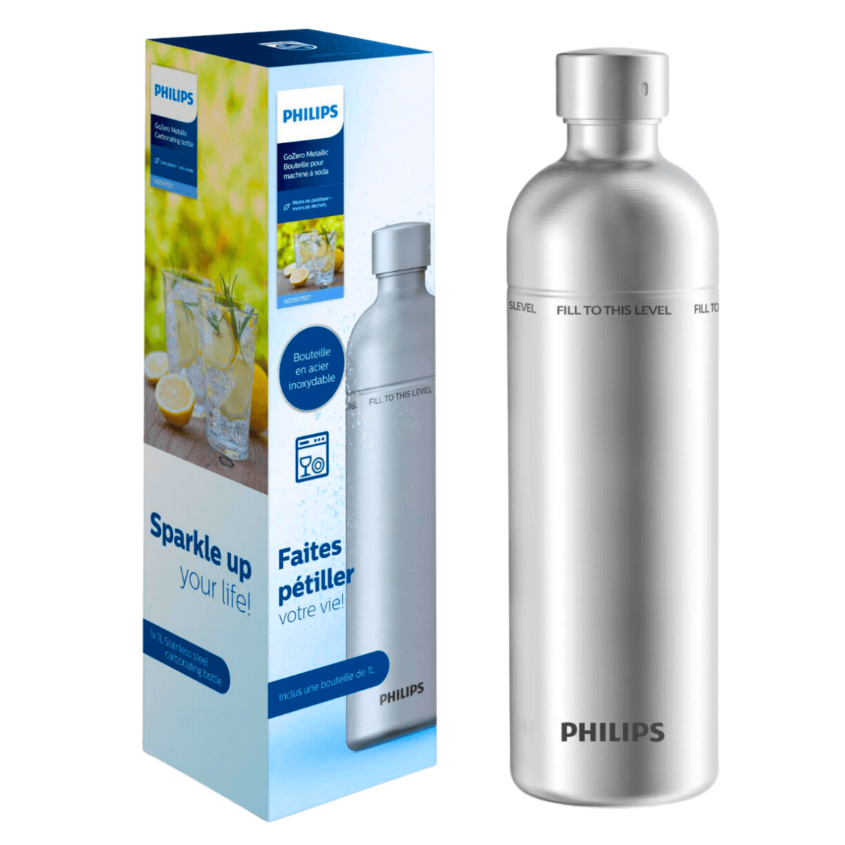Metalowa butelka Philips do saturatora GoZero. Oryginalna butelka Philips ADD917SST/10.