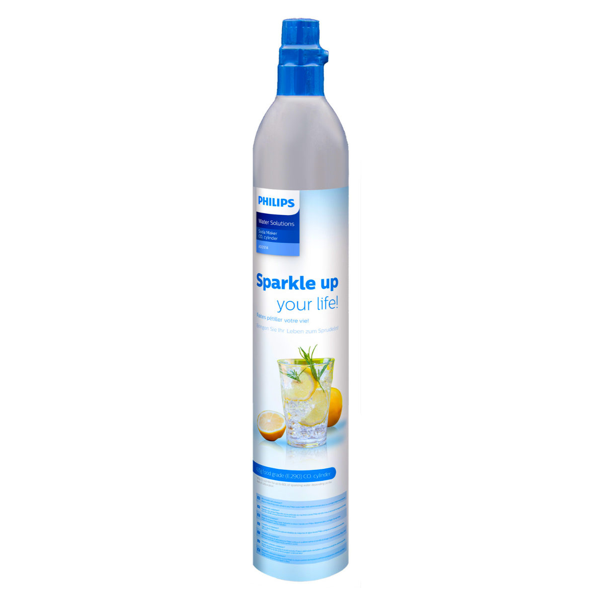 Nabój CO2 Philips. Kompletny, nowy cylinder (butla) z gazem do saturatorów Brita, Philips, GASUP, SodaStream, Aarke.