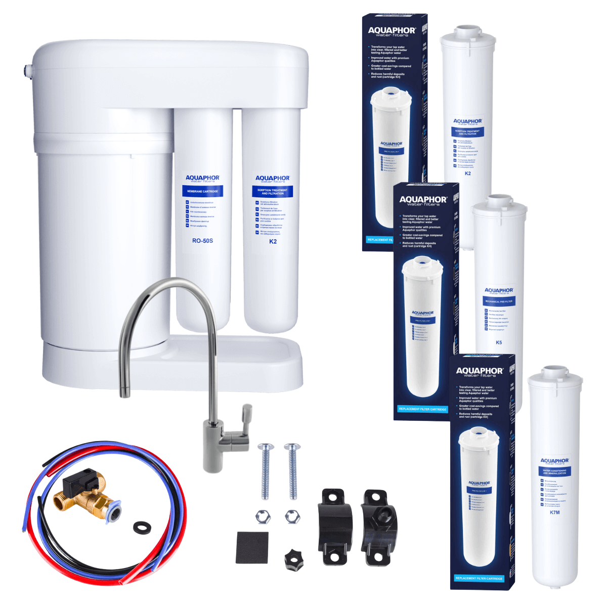 Aquaphor Morion RO-101S zestaw filtr do wody + filtry wymienne K2, K5 i K7M.