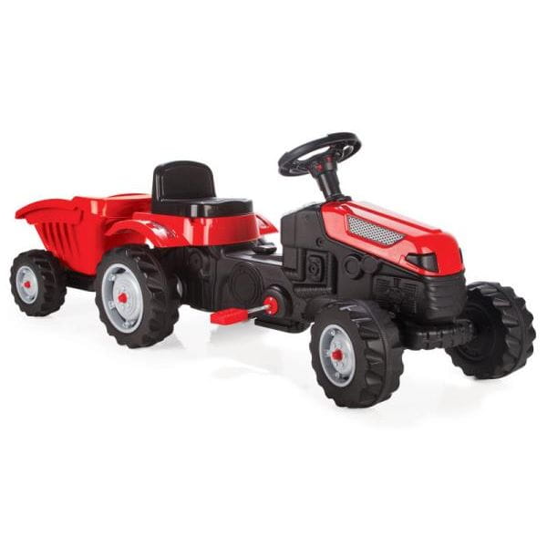 TRAKTOR NA PEDAŁY Z PRZYCZEPĄ CZERWONY