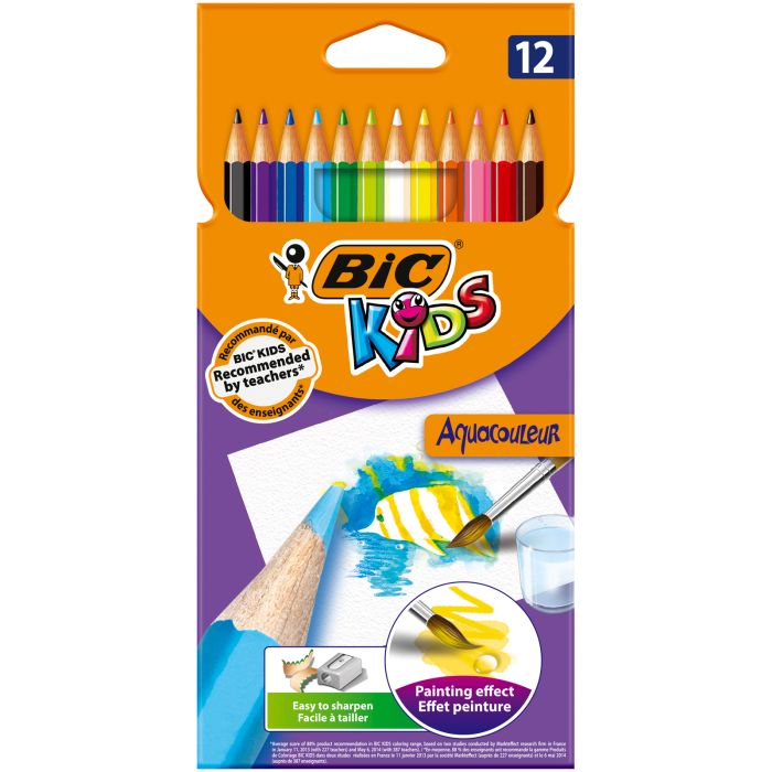 Kredki akwarelowe Aquacouleur Kids 12 kolorów BIC