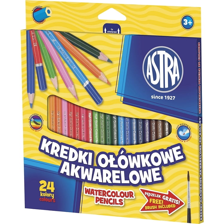 Kredki ołówkowe akwarelowe Astra 24 kolory
