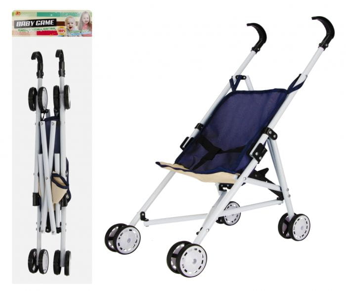Wózek dla lalek parasolka metalowy granatowy 17X68X9