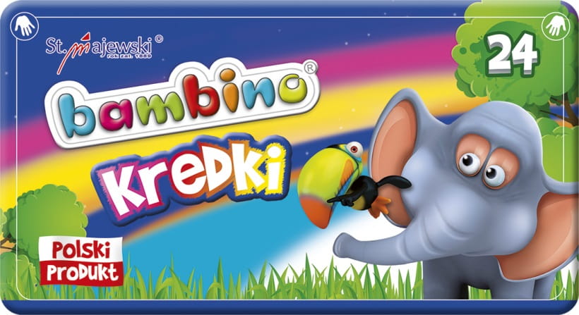 KREDKI 24 KOLORY BAMBINO PUDEŁKO METALOWE