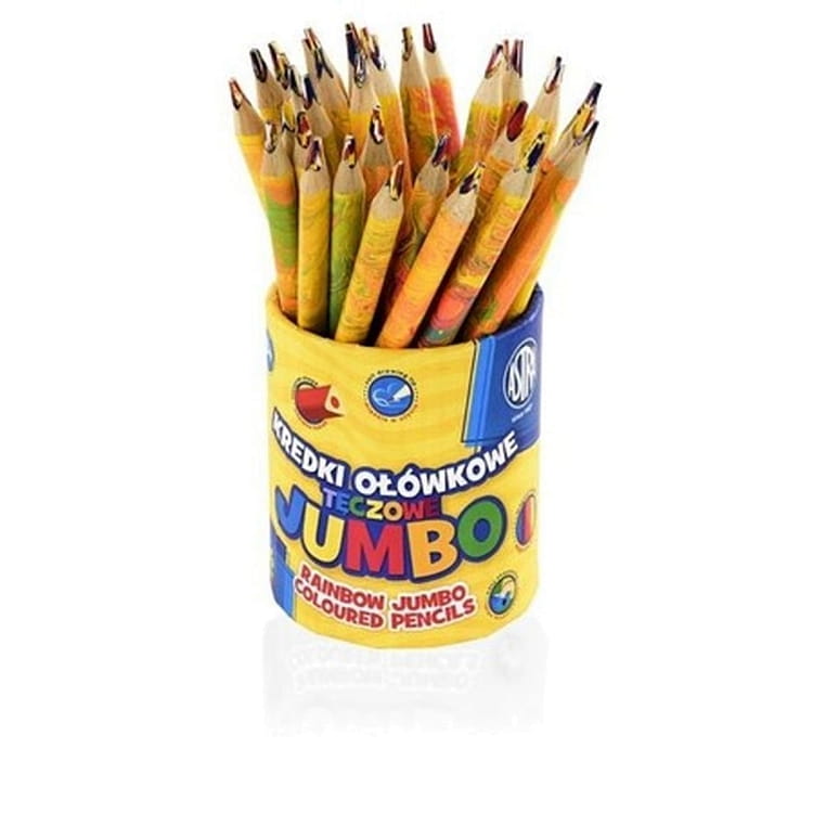 KREDKI OŁÓWKOWE JUMBO TRÓJKĄTNE TĘCZOWE-DRUM 36 sztuk