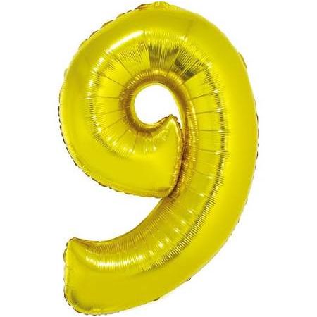 BALON FOLIOWY ZŁOTY CYFRA 9 35CM