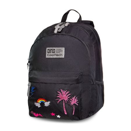 Coolpack Hippie Plecak 3 komorowy Czarny Błyszczące naszywki (Sprakling Badges)