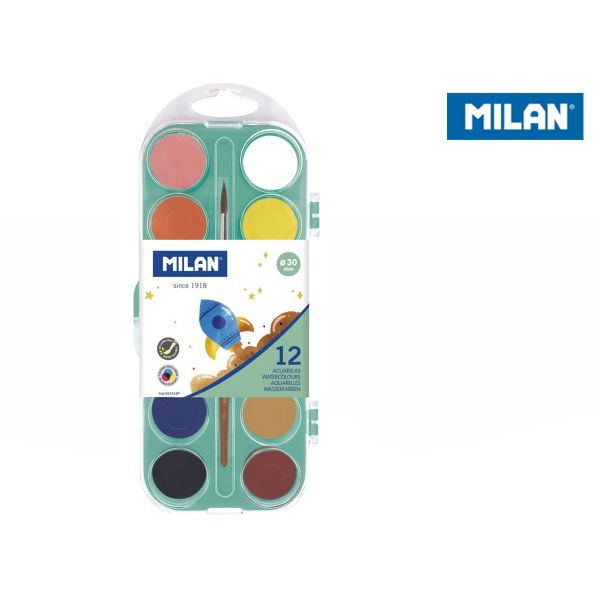 Milan Farby Akwarelowe 12 kolorów 30mm Matowe
