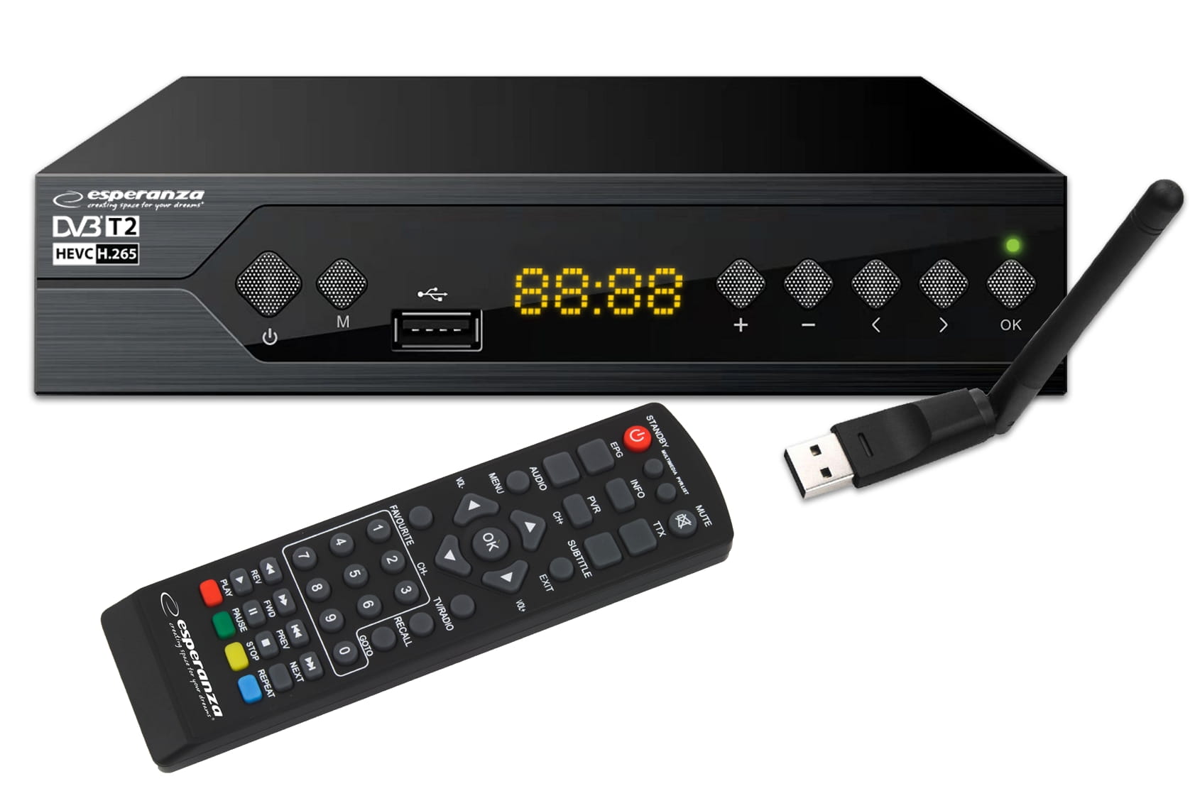 ESPERANZA Tuner TV DVB-T/T2 WIFI EV107 DVB-T2 H265/HEVC - Henryx24