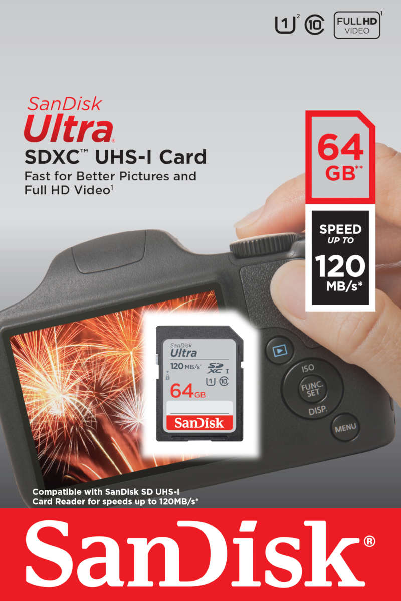 SanDisk SDXC 64GB Ultra 120MB/s SDSDUN4-064G-GN6IN - Henryx24
