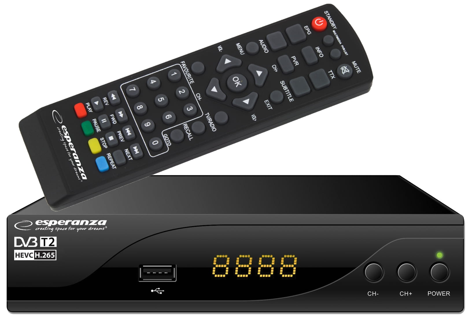 ESPERANZA Tuner TV DVB-T/T2 EV105 DVB-T2 H265/HEVC - Henryx24