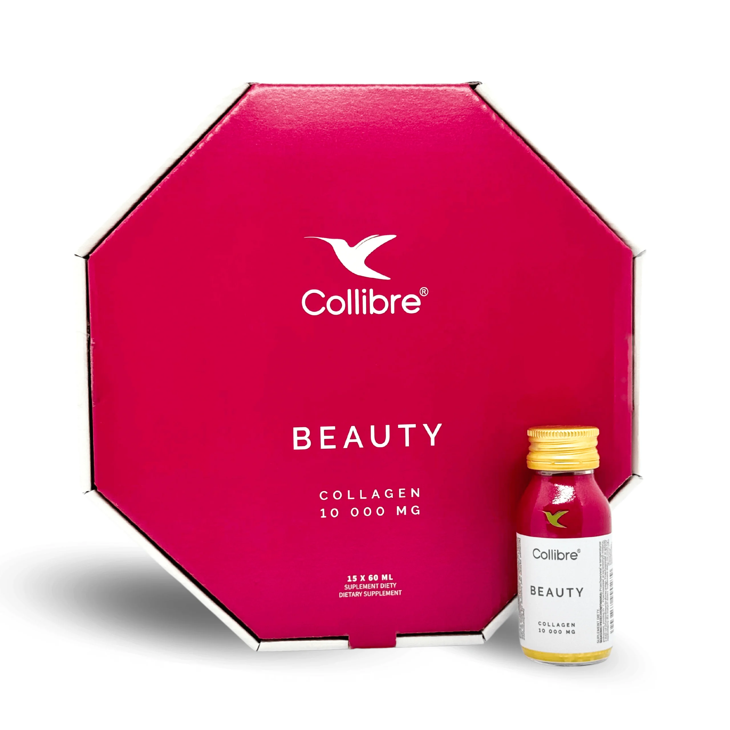 Collibre - Beauty Shot Kolagen do picia - Jędrna skóra, 15 butelek (Zawartość zestawu: 15 butelek x 60 ml)